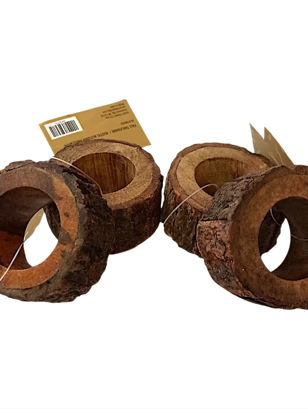 4 Natural‎ Wood Bark Live Edge Napkin Rings Rustic Farmhouse Party Events Cabin